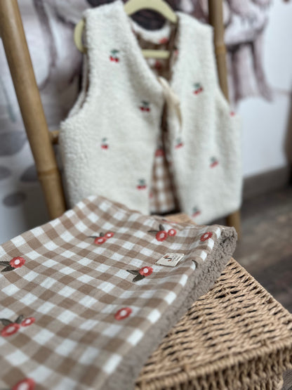 Gilet de berger collection vichy beige brodé